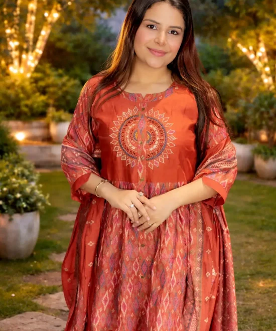 Women Cotton Silk Suit Set with Cut Work Dupatta